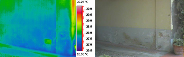 Visione muro tramite termografia per misurare umidità di risalita